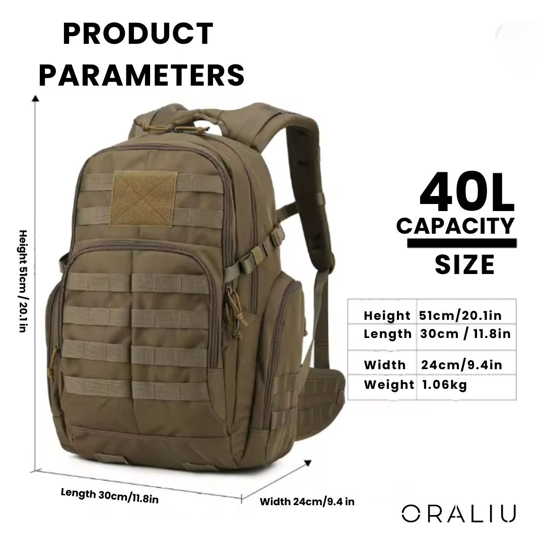 25L Tactical Backpack – Water-Resistant Rucksack with MOLLE System & Hydration Compartment