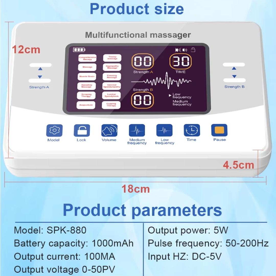 TENS EMS Electric Pulse Massager – 12 Modes, Muscle Stimulator for Pain Relief