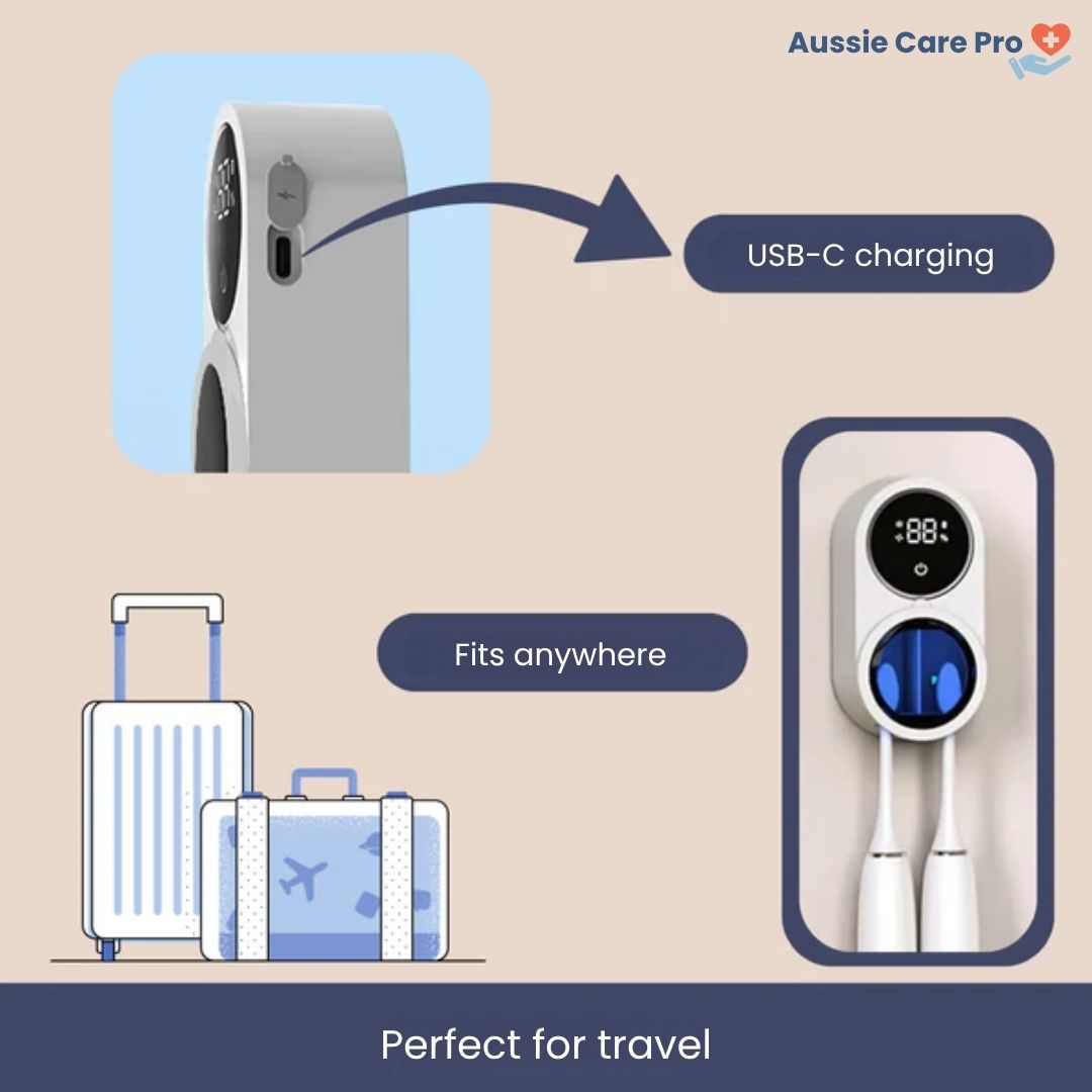 Smart Toothbrush Holder with UV Cleaning & Drying Function – Hygienic & Wall-Mounted Design