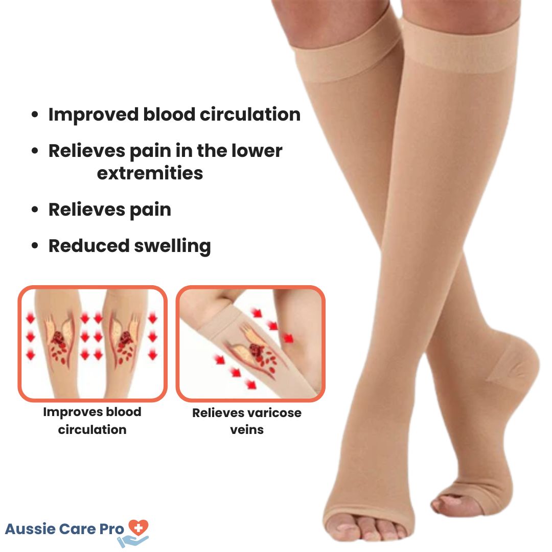 Aussie Care Pro Compression Socks – Open Toe Support for Better Circulation