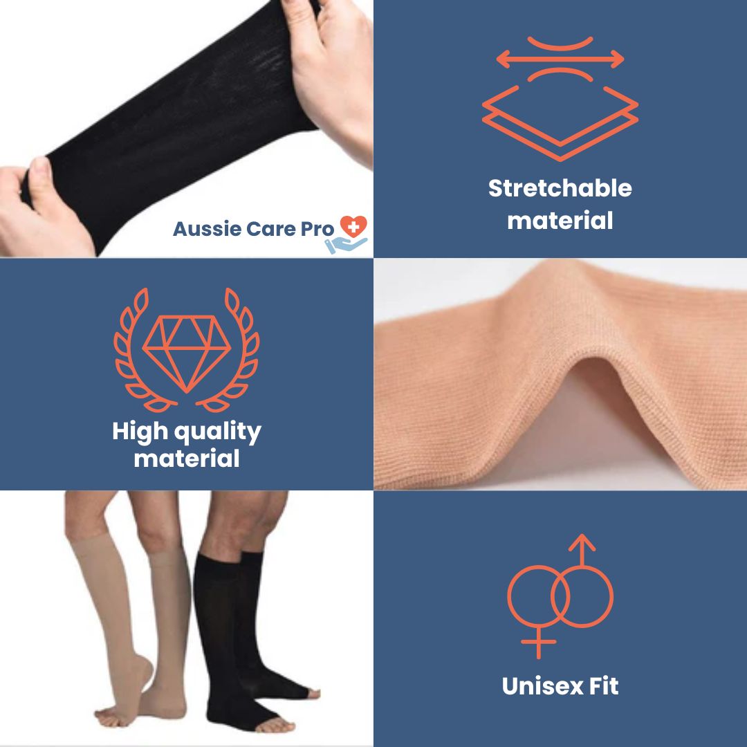 Aussie Care Pro Compression Socks – Open Toe Support for Better Circulation
