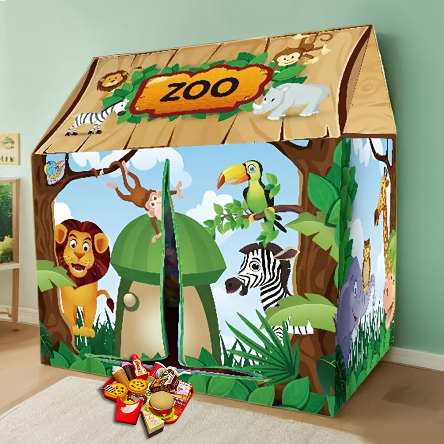 jungle play tent Safari Jungle Play Tent – Animal-Themed Kids Playhouse with Burger Toy –  Aussie Care Pro