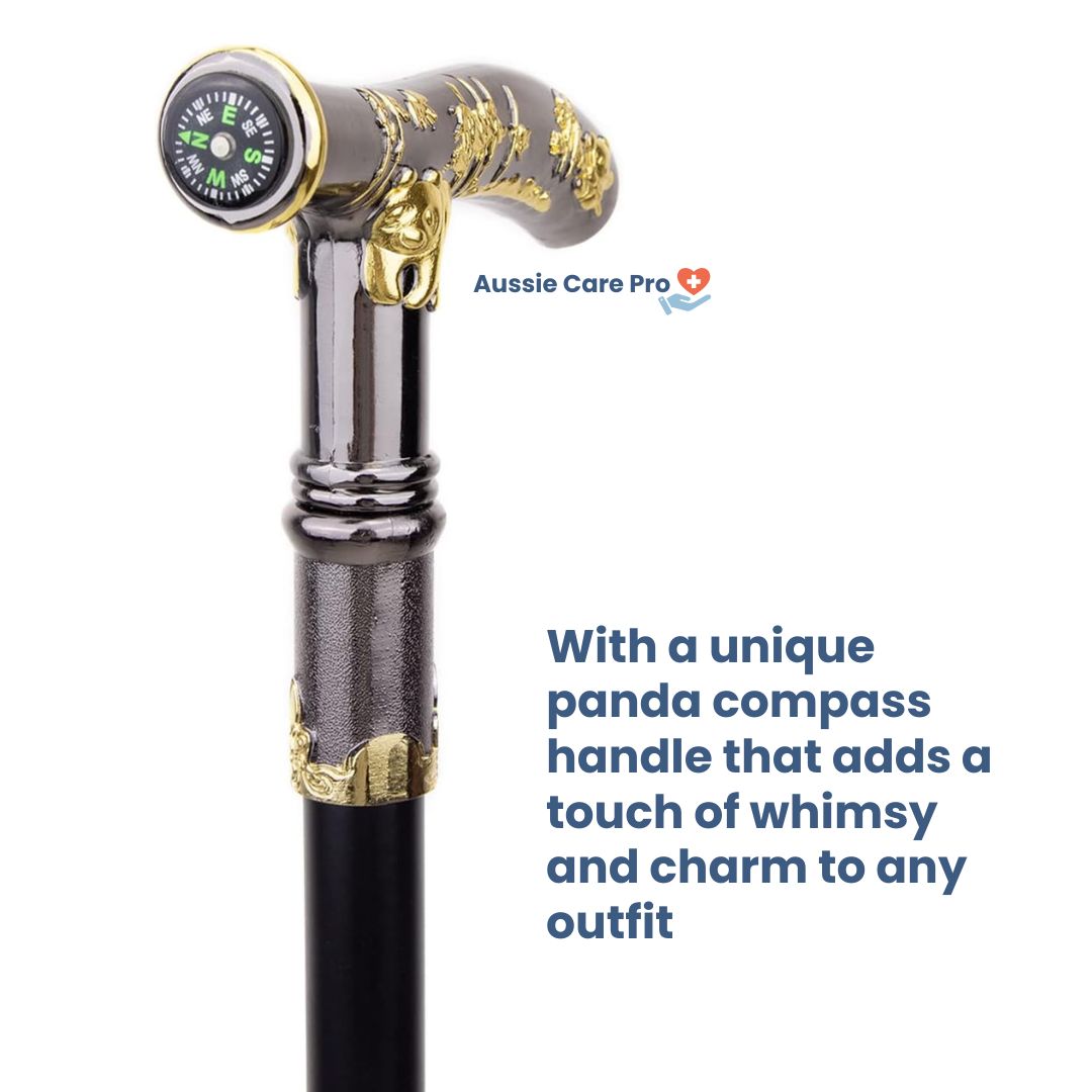 Premium Orthopedic Walking Cane with Sculpted Handle & Built-in Compass – Elegant & Durable