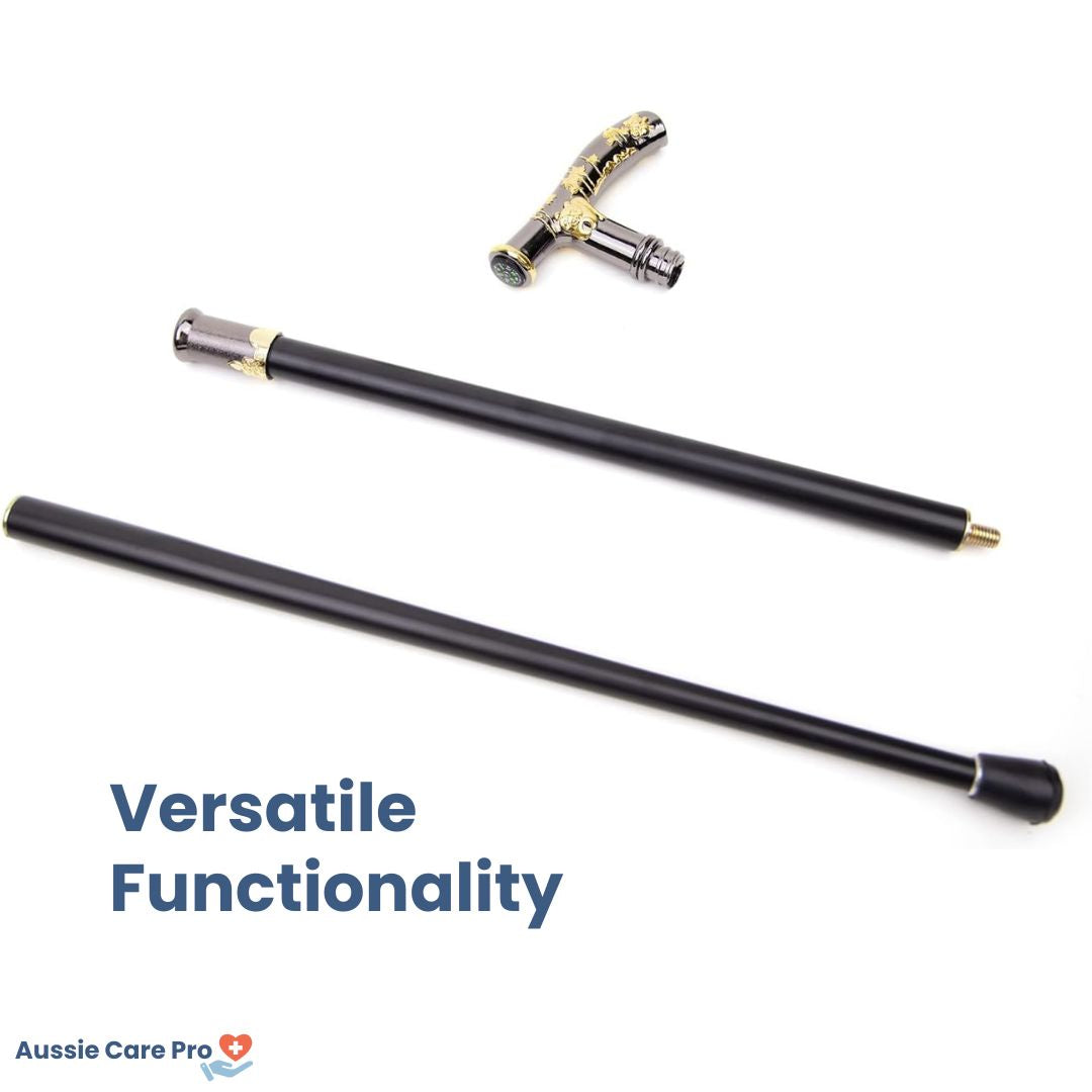 Premium Orthopedic Walking Cane with Sculpted Handle & Built-in Compass – Elegant & Durable