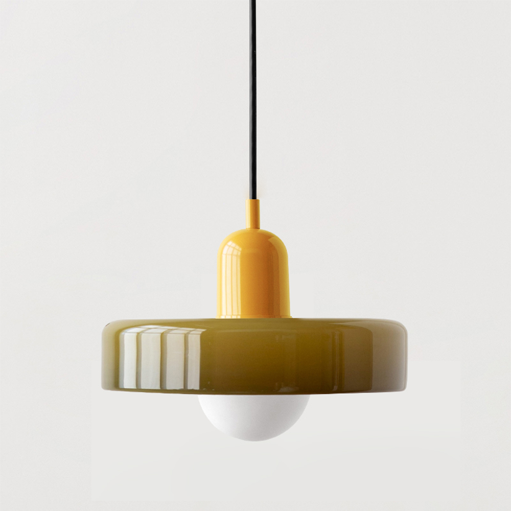 Coloured Glass Pendant Light – Elegant Bauhaus-Style Hanging Lamp for Living Room & Dining Area