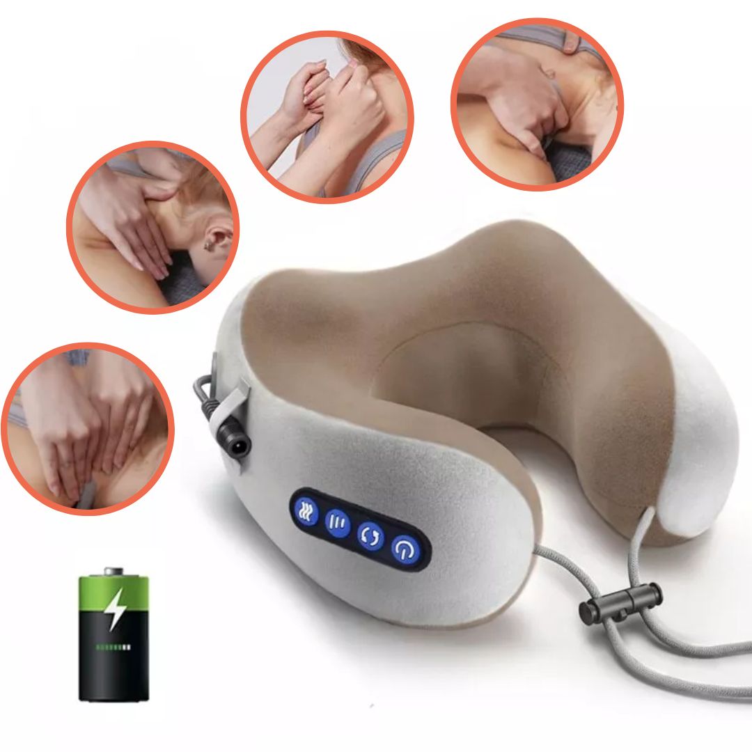 Shiatsu Heated Massage Pillow – Deep Kneading Neck & Shoulder Relief | Portable & Rechargeable