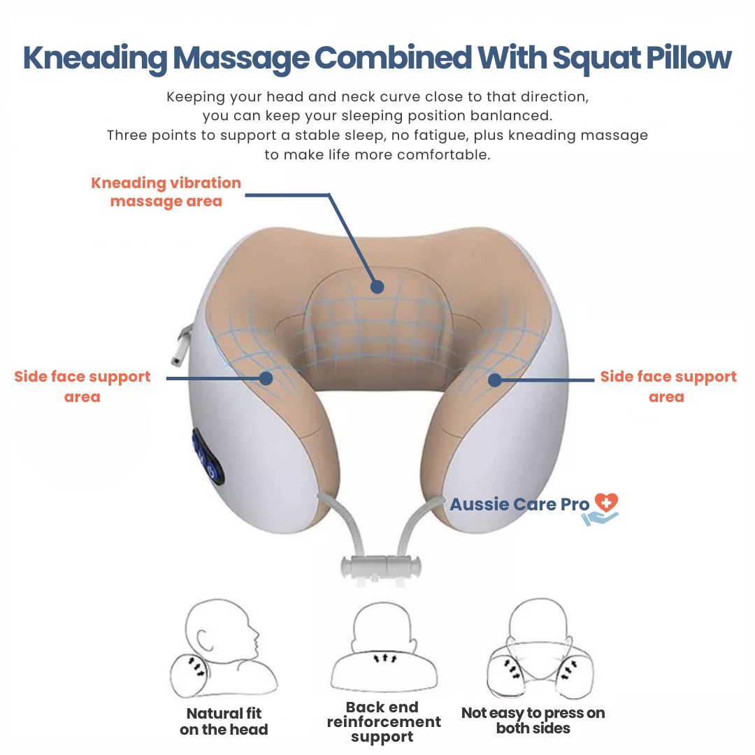 Shiatsu Heated Massage Pillow – Deep Kneading Neck & Shoulder Relief | Portable & Rechargeable