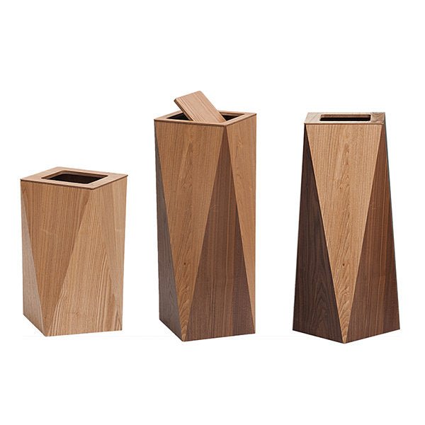 Diamond-Shaped Wooden Bin – Minimalist Wastebasket for Living Room & Office