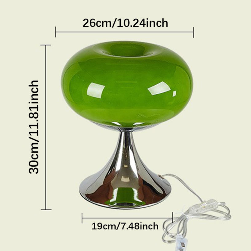 RetroGlow Bauhaus Table Lamp – Glass & Iron Bedside Light