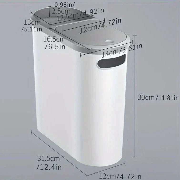 10L Large Capacity Silent Plastic Bathroom Bin | Space-Saving Design, Stylish Household Waste Bin