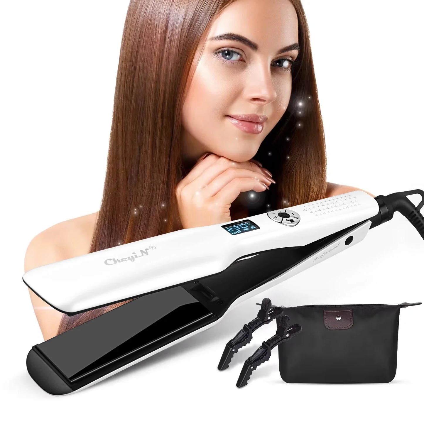 ThermoStyle – Tourmaline Ceramic Hair Straightener with LCD Display