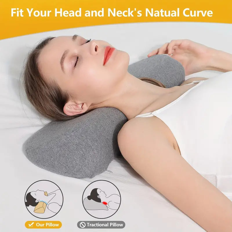 Memory Foam Bolster Stiff Neck Pain Relax, Support Sleeping Bed Pillow