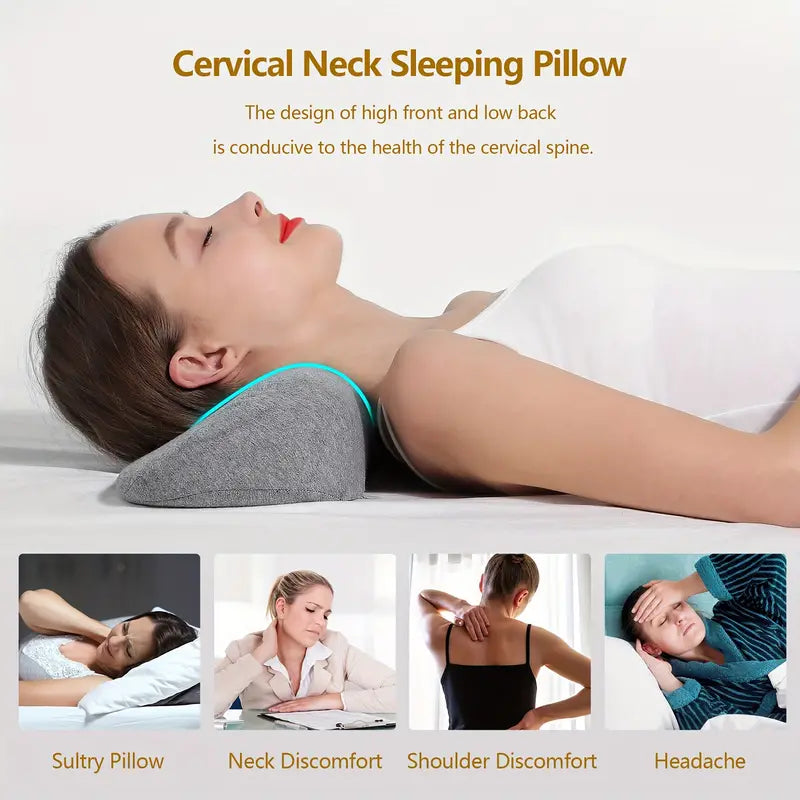 Memory Foam Bolster Stiff Neck Pain Relax, Support Sleeping Bed Pillow