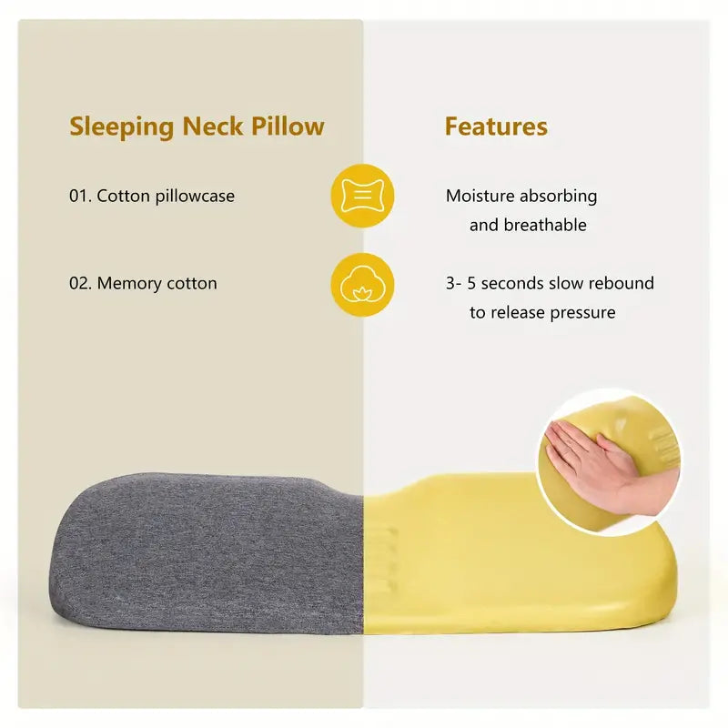 Memory Foam Bolster Stiff Neck Pain Relax, Support Sleeping Bed Pillow
