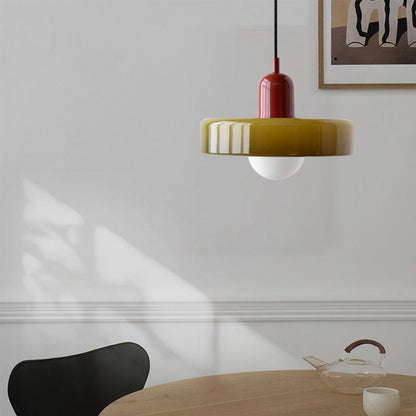 Coloured Glass Pendant Light – Elegant Bauhaus-Style Hanging Lamp for Living Room & Dining Area