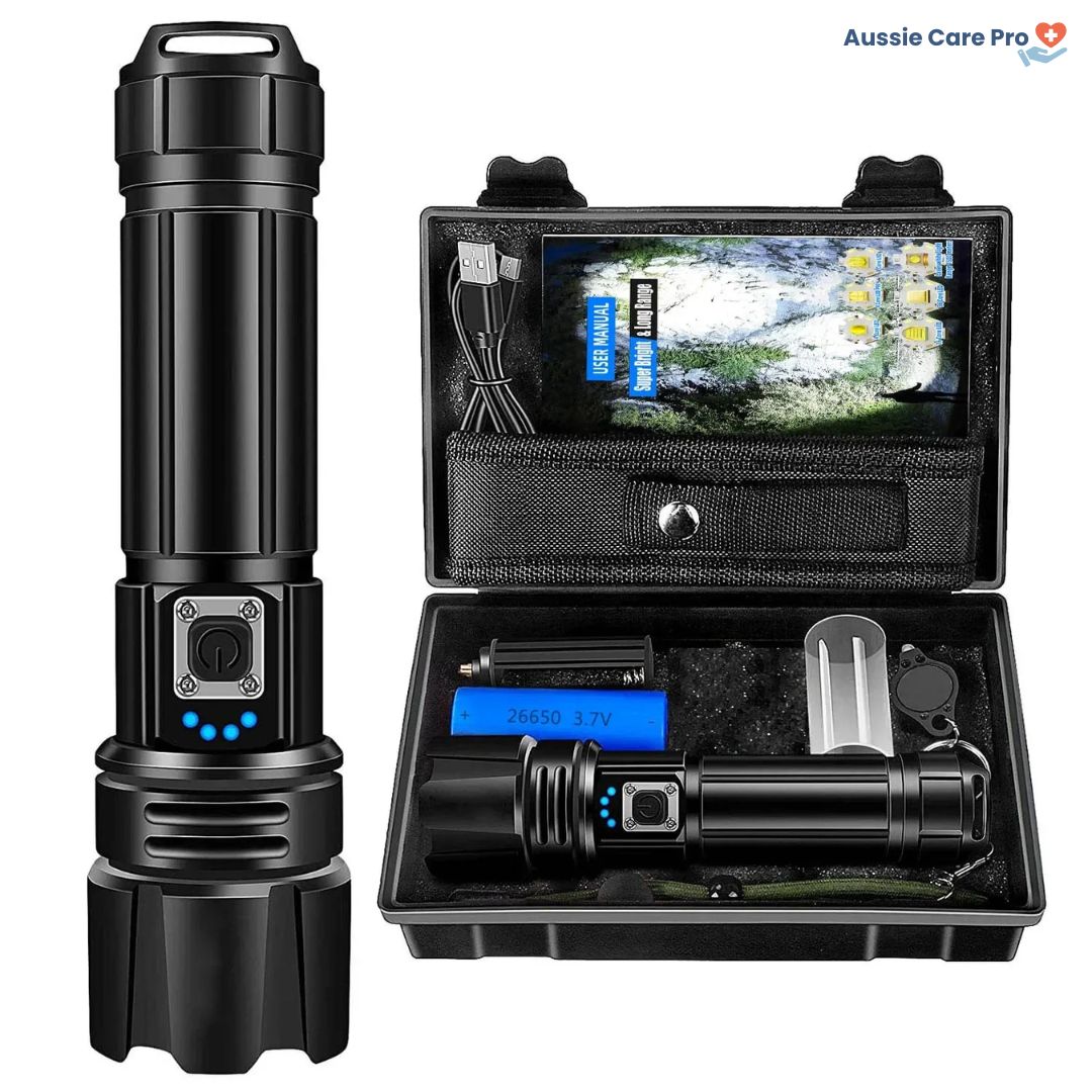 Aussie Care Pro High-Powered Rechargeable LED Torch – 990000 Lumens