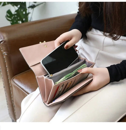Women's Luxury Long Wallet – Elegant Clutch Purse with Card & Phone Holder