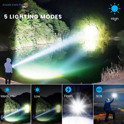 Aussie Care Pro High-Powered Rechargeable LED Torch – 990000 Lumens