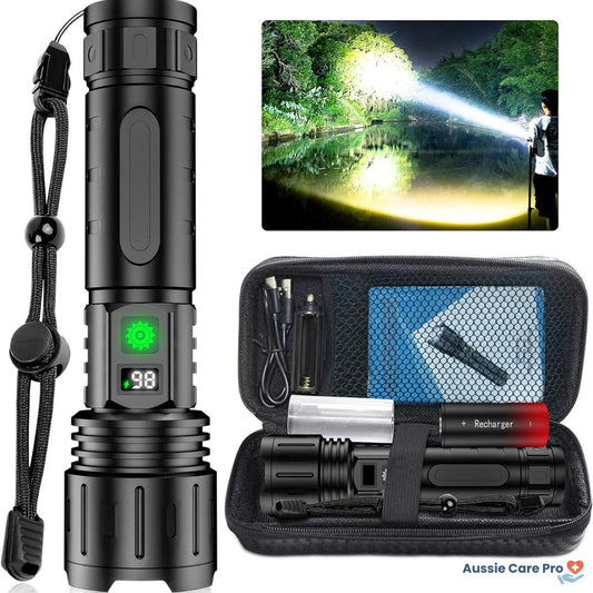 Aussie Care Pro Tactical Flashlight – 100000 Lumen Rechargeable LED Torch