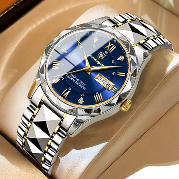 Waterproof Luxury Men’s Watch with Luminous Hands & Date