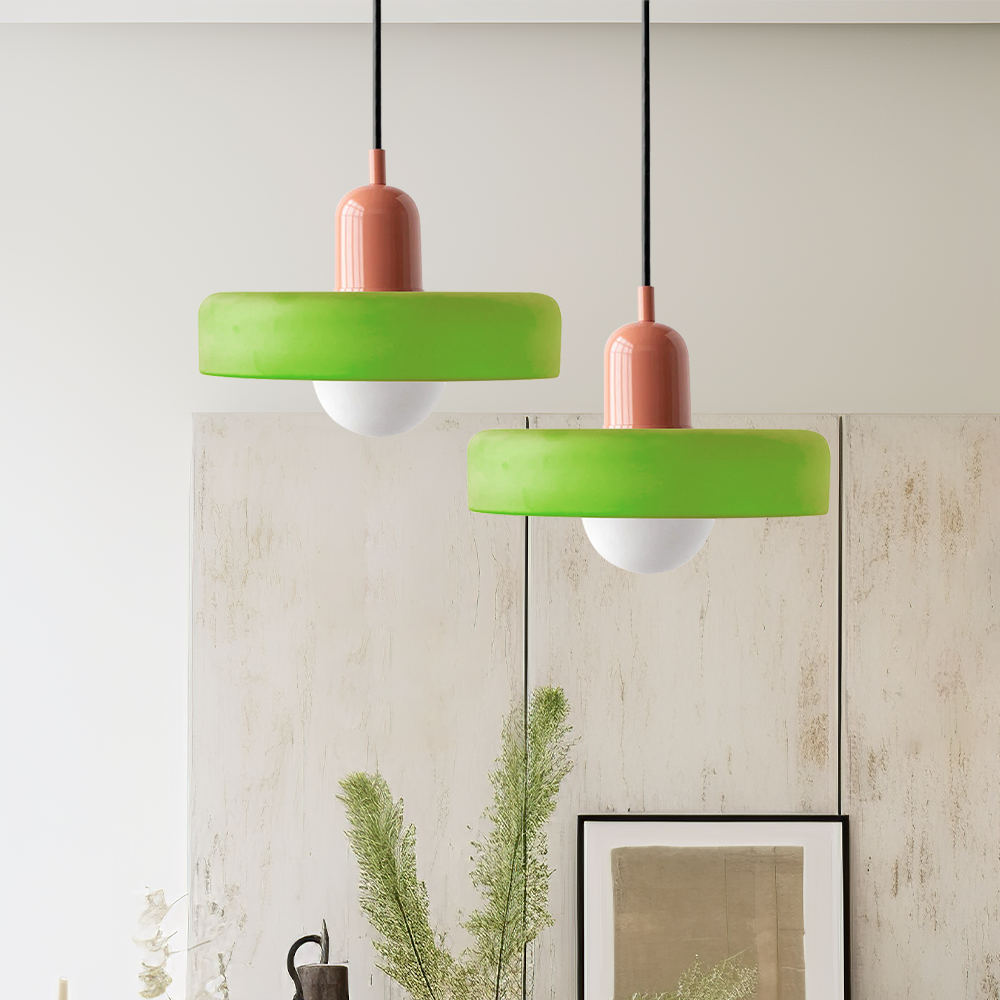 Coloured Glass Pendant Light – Elegant Bauhaus-Style Hanging Lamp for Living Room & Dining Area