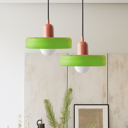 Coloured Glass Pendant Light – Elegant Bauhaus-Style Hanging Lamp for Living Room & Dining Area