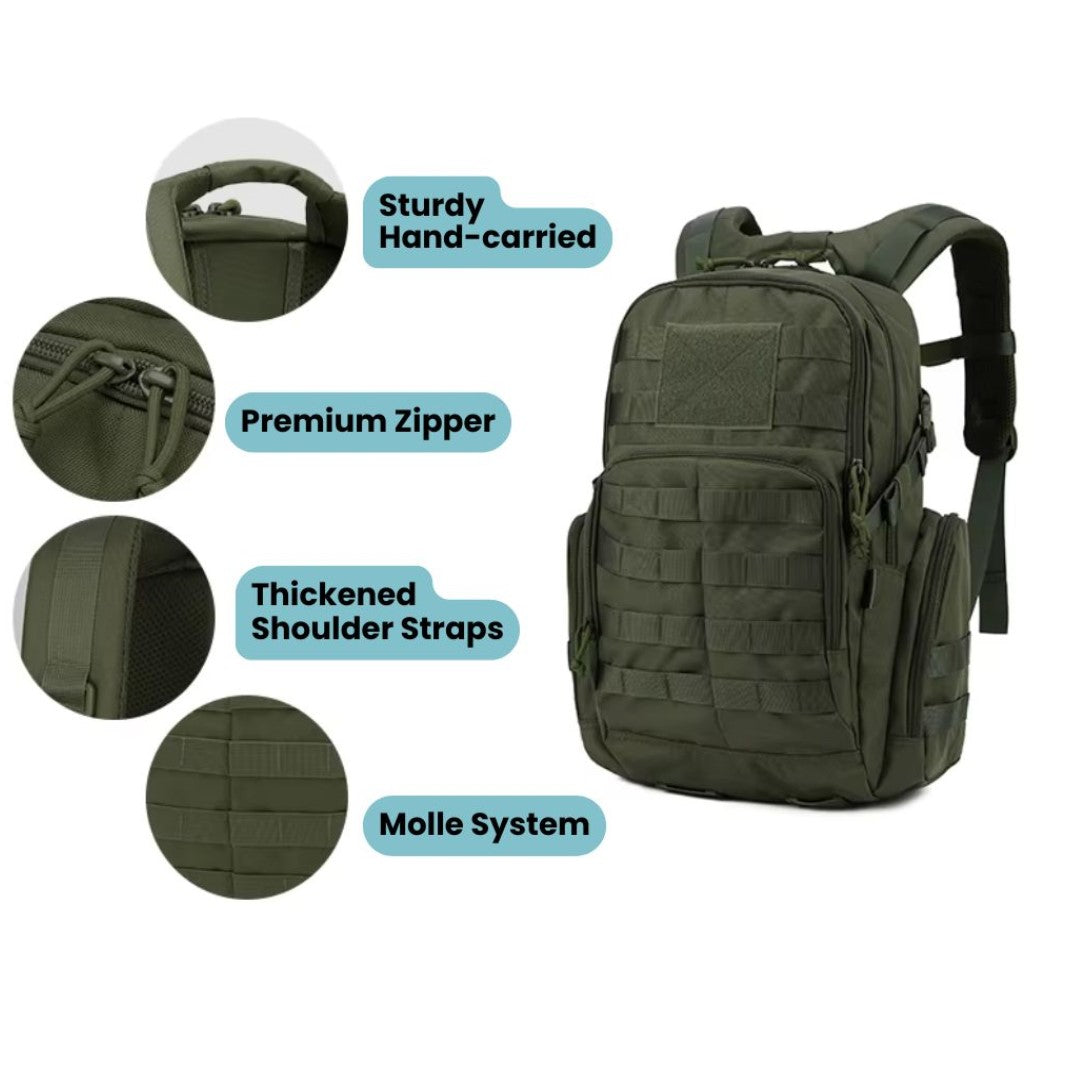 25L Tactical Backpack with MOLLE – Water-Resistant Outdoor Pack