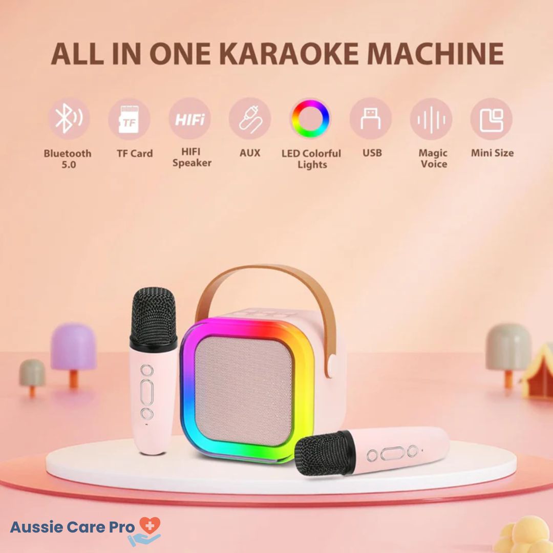 Kids Karaoke Machine – Bluetooth with Wireless Mics & Lights