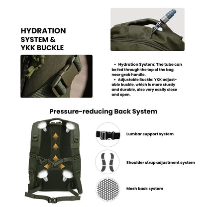 25L Tactical Backpack with MOLLE – Water-Resistant Outdoor Pack