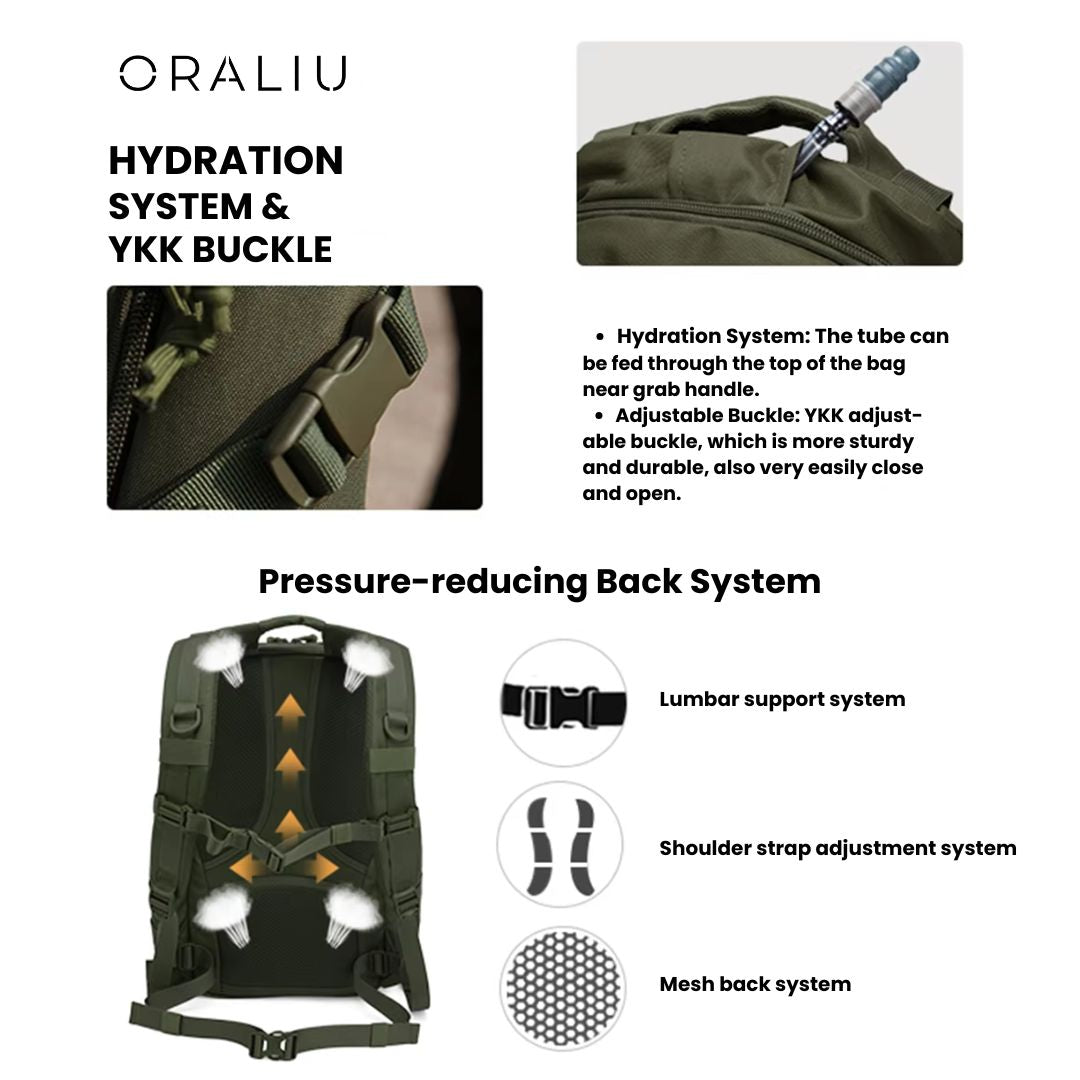 25L Tactical Backpack – Water-Resistant Rucksack with MOLLE System & Hydration Compartment
