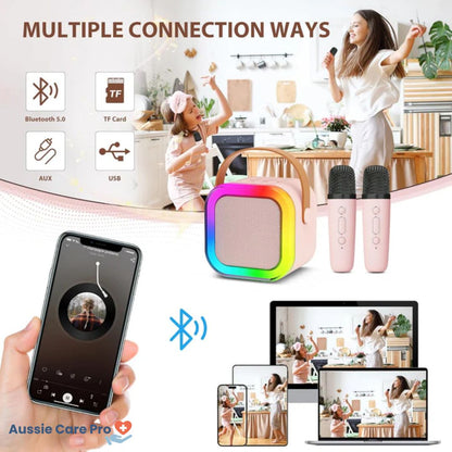 Kids Karaoke Machine – Bluetooth with Wireless Mics & Lights