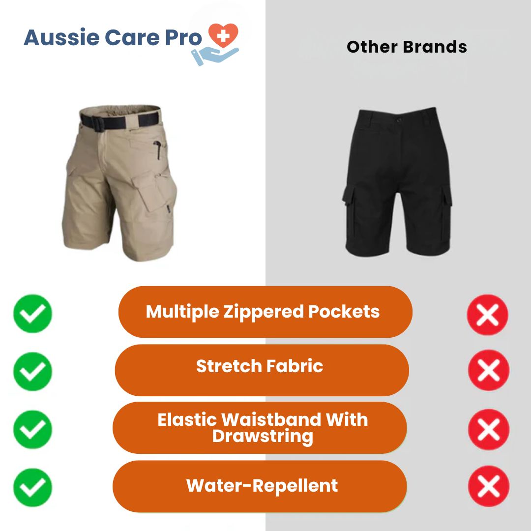 Aussie Care Pro Outdoor Cargo Shorts – Stretch Fit with 6 Pockets