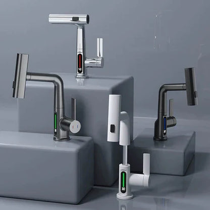 WaterMaster Flexible LED Kitchen & Bathroom Faucet – 360° Swivel, Pull-Out Hose & 5 Spray Modes