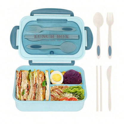 Leak-Proof 1200ml Adult Bento Lunch Box with Cutlery – 3 Food Compartments | BPA-Free & Dishwasher Safe
