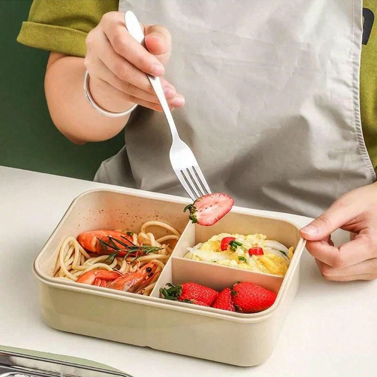 Leak-Proof 1200ml Adult Bento Lunch Box with Cutlery – 3 Food Compartm ...