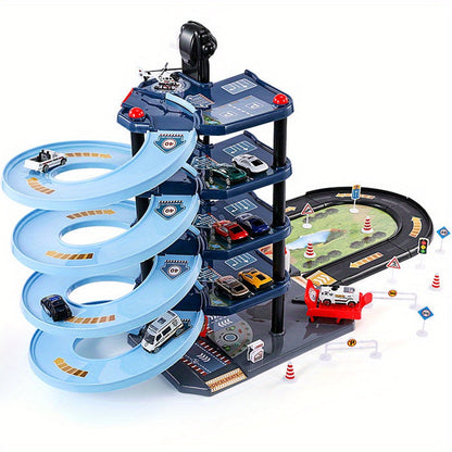 FirePark Garage Playset – Multi-Level Fire Station with Fire Trucks & Traffic Signs for Adventurous Kids