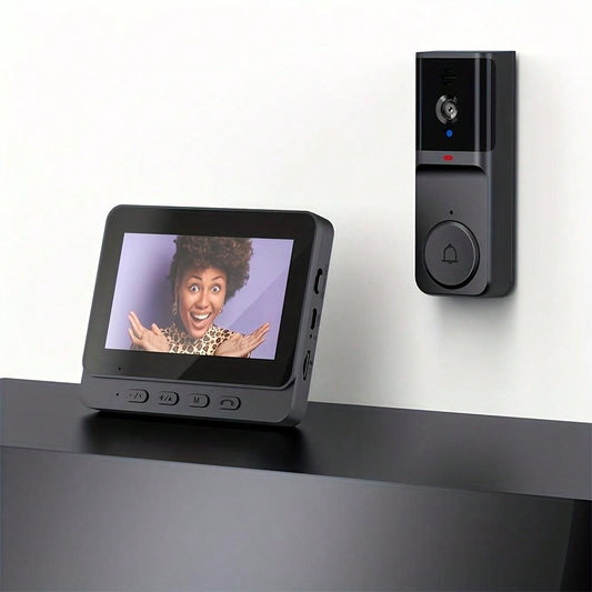 Wireless HD Doorbell Camera 4.3" IPS Display with Rechargeable Battery – Easy Installation