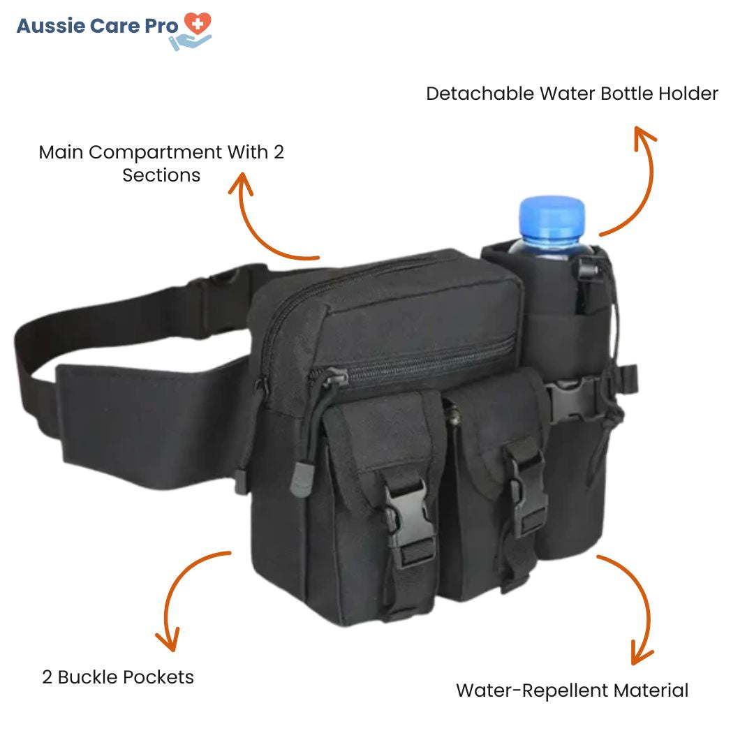 Aussie Care Pro Hiking Waist Bag – Outdoor Belt Pack with Bottle Holder