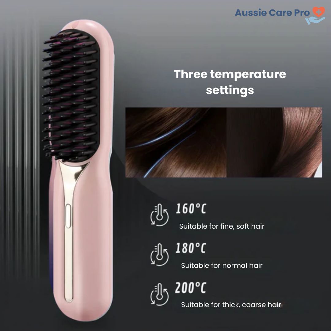 Cordless Hair Straightening Brush – Portable & Frizz-Free Styling