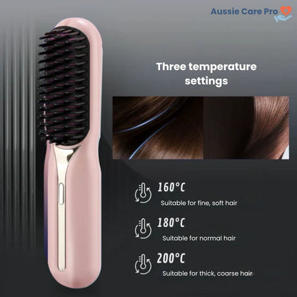 Cordless Hair Straightening Brush – Portable & Frizz-Free Styling