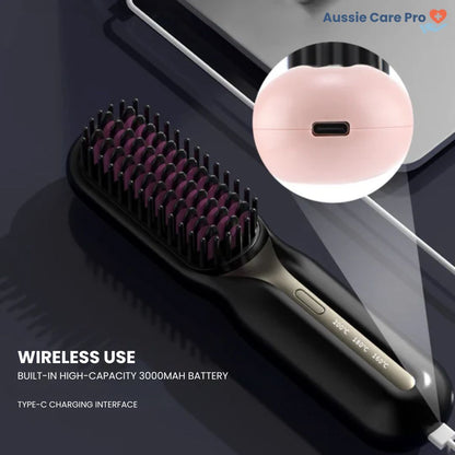 Cordless Hair Straightening Brush – Portable & Frizz-Free Styling