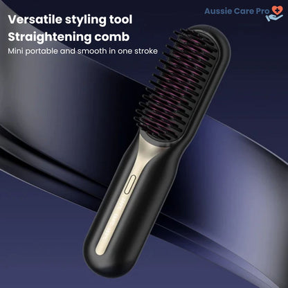 Cordless Hair Straightening Brush – Portable & Frizz-Free Styling