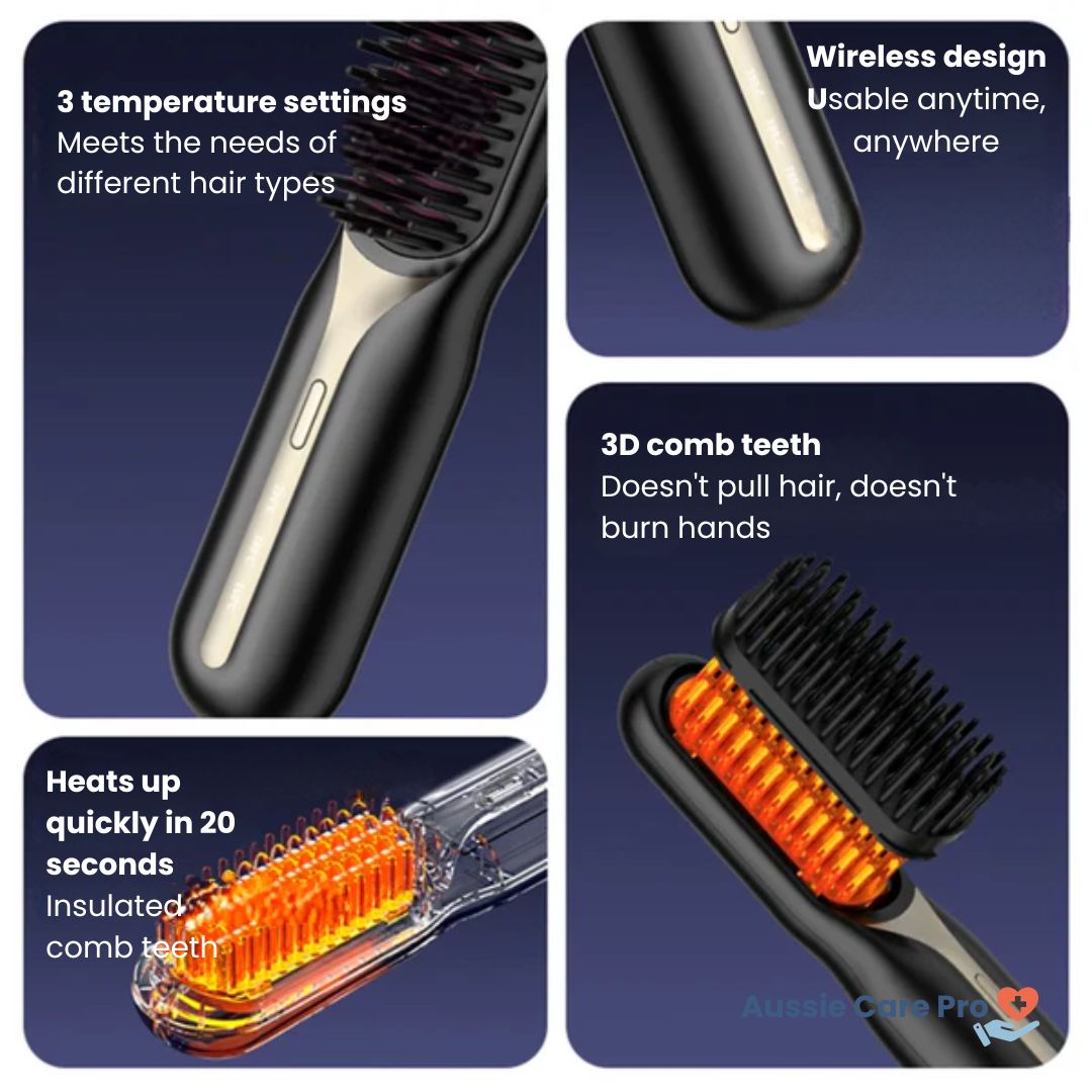 Cordless Hair Straightening Brush – Portable & Frizz-Free Styling