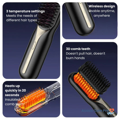 Cordless Hair Straightening Brush – Portable & Frizz-Free Styling