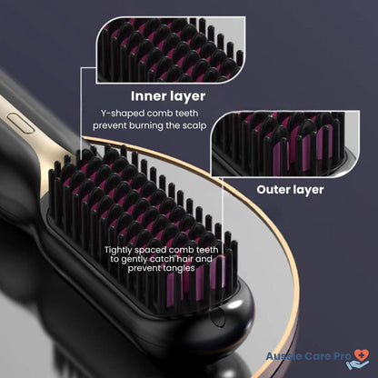 Cordless Hair Straightening Brush – Portable & Frizz-Free Styling
