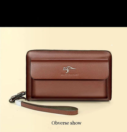 Men's Genuine Leather Clutch Bag – Stylish & Spacious PU Leather Wallet for Daily Essentials