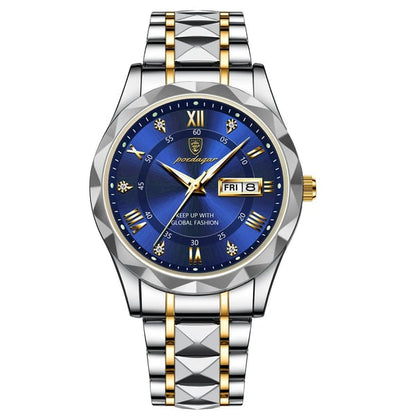 Waterproof Luxury Men’s Watch with Luminous Hands & Date