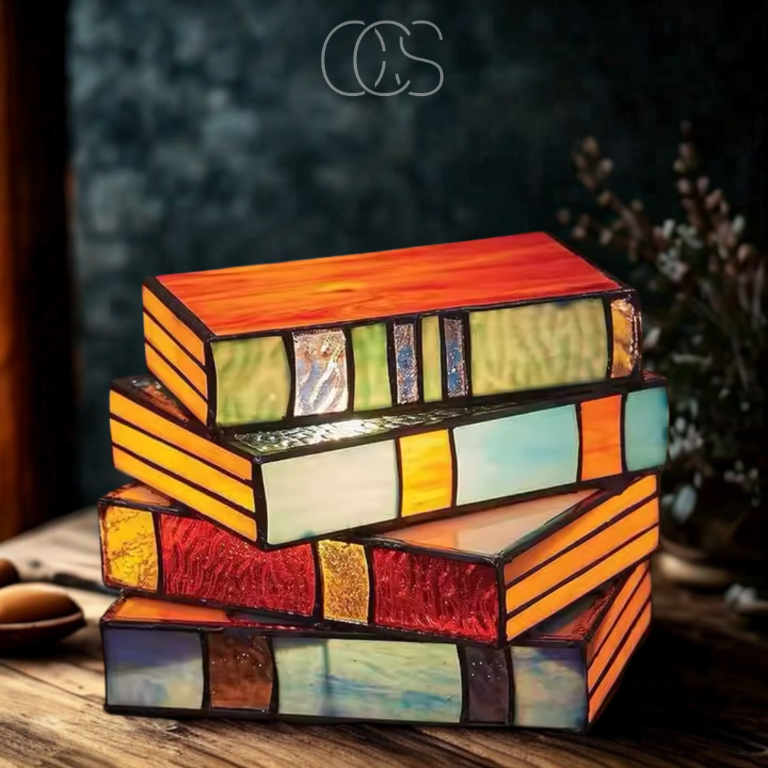 Wireless Mosaic Book Lamp – Tiffany Style Decorative Table Light for Reading & Ambience