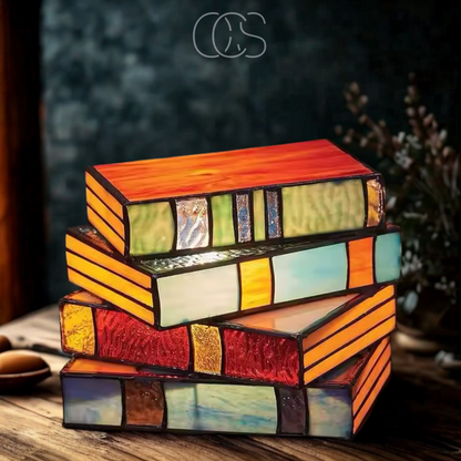 Wireless Mosaic Book Lamp – Tiffany Style Decorative Table Light for Reading & Ambience