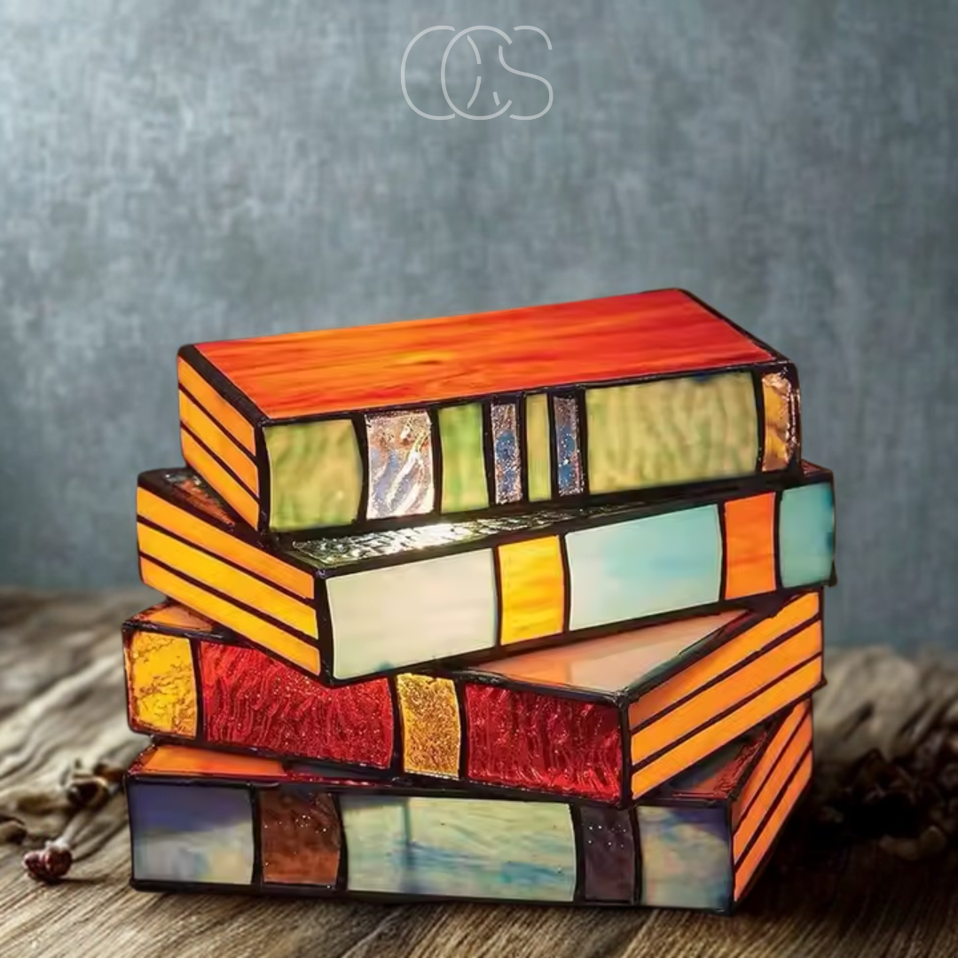 Wireless Mosaic Book Lamp – Tiffany Style Decorative Table Light for Reading & Ambience